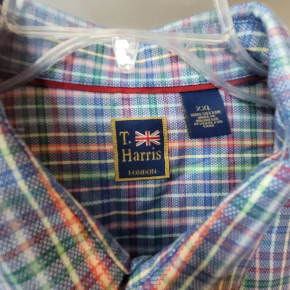 T. Harris‎ London Plaid Long Sleeve Button Down Shirt Size XXL